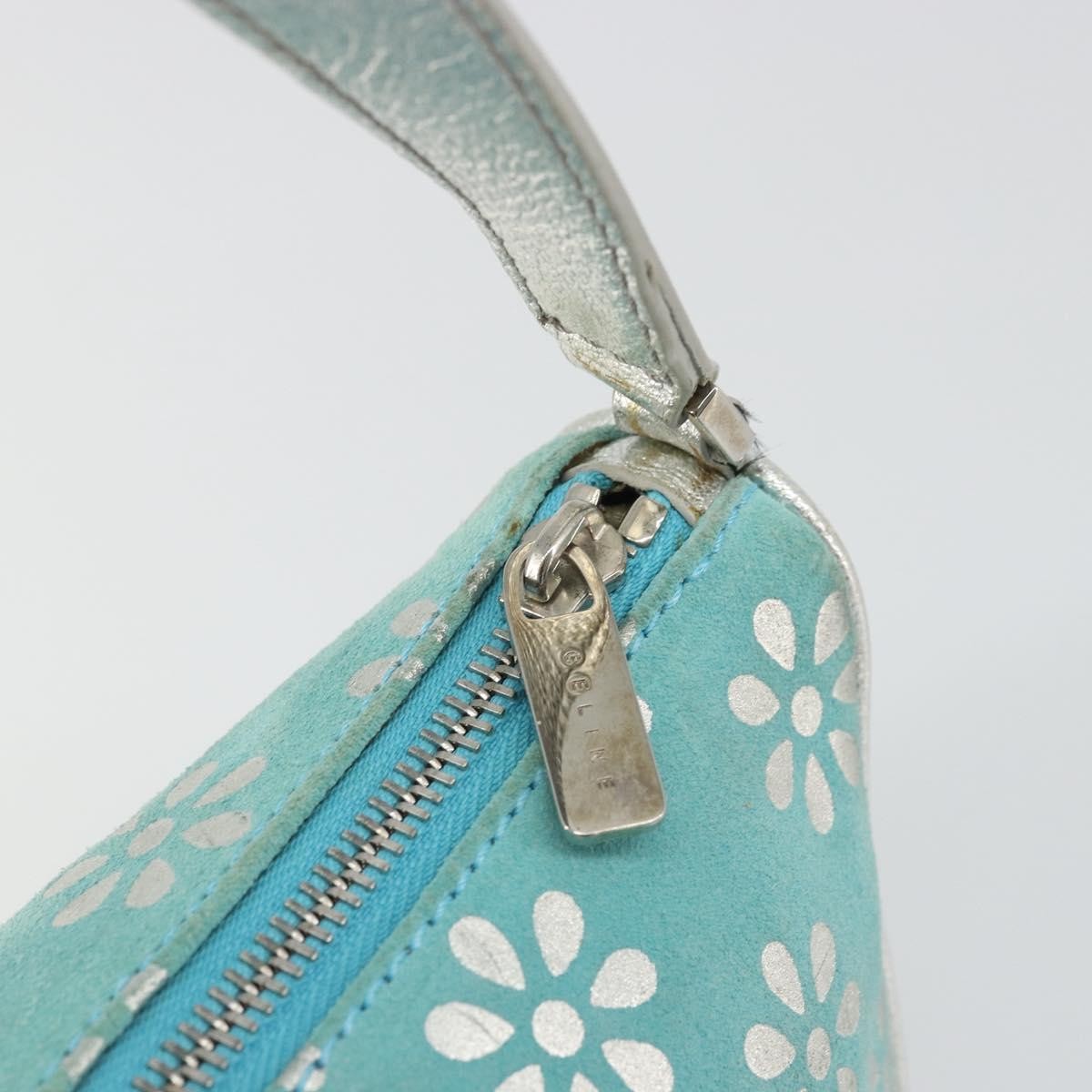CELINE Accessory Pouch Suede Light Blue Silver Auth BAZ625A — image 18