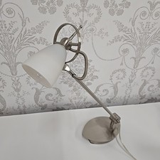 Vintage Retro BHS industrial Brushed Chrome Silver Microphone Lamp Studio White