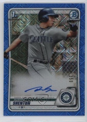 2020 Bowman Chrome HTA Choice Blue Mojo Refractor /150 Austin Shenton Auto w5p