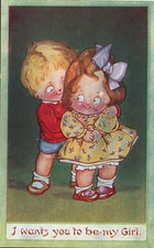 Antique Postcard Kute Kiddies Series No. 609 Little Girl n Boy Inter-Art Co.