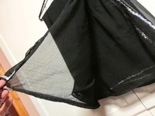 Belly Dance Veil - Black Semi Sheer Fabric with Silver Sequin Trim - 2 yards 5"