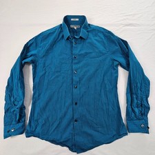 Express Blue Striped Long Sleeve Fitted Cotton Button-Up Shirt Men's M