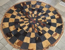 Vintage Mid Century Patchwork Hide & Fur Rug/Wall Decor 