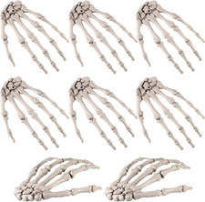 8 Pcs Halloween Skeleton Hands Life Size Plastic Fake Human Bones