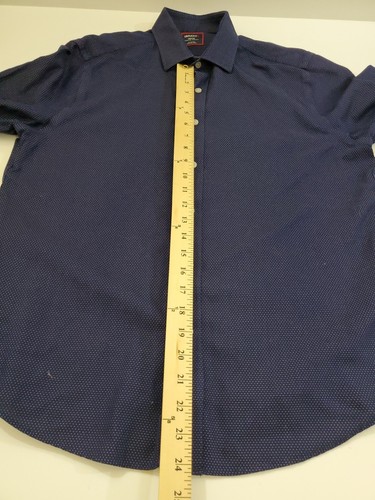 Camicia UNTUCKit Milo WF taglia media blu scuro a pois manica lunga con bottoni - Foto 9 di 12