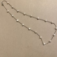 Sterling Silver Chain Necklace with Freshwater Pearls Women Jewellery