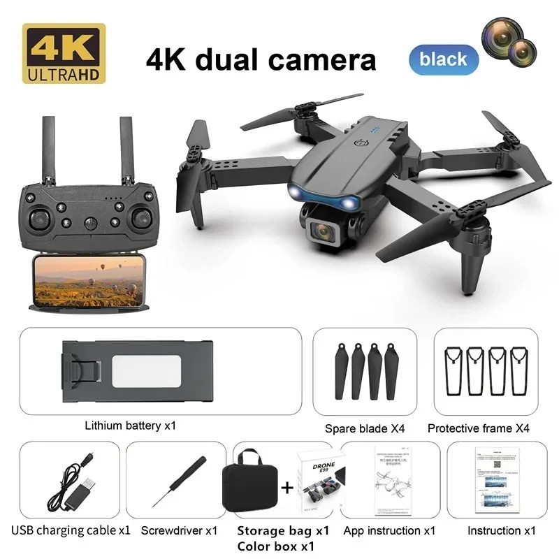 Drone Pro HD 4K con Doppia Fotocamera WIFI Fpv Fotografia Aerea Rc Quadricottero - Miniatura 4