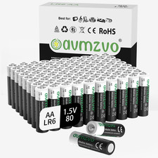 Batterie AA 80 Pezzi, LR6 Batteria Alcalina 1,5 V, a Lunga Durata, Potente, Pu 