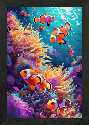 Schöner Clownfisch gerahmtes Wandbild Poster Leinwanddruck Bild