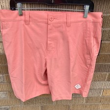 Travis Mathew Mens 34 Tech Chino Terra Cotta Golf Shorts Salmon 8" Inseam Coral