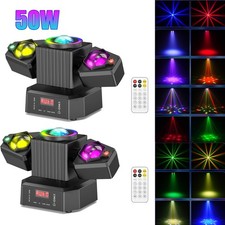 2PCS Laser RGBW LED Moving Head Light Disco Stage Lighting Beam DMX512 W/ Remote