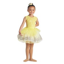 Bright Yellow Ballet Tutu Dress Dance Costume Tulle Sequins Childrens XS 4/5