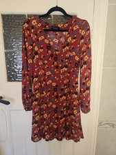 & Other Stories Spring Summer Boho Floral Patterned Festival Mini Dress 8 Retro