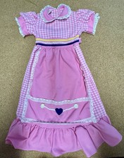 VINTAGE Sears Perma Prest Dress Girl  s 4 Pink White Gingham Tartan Plaid 70s