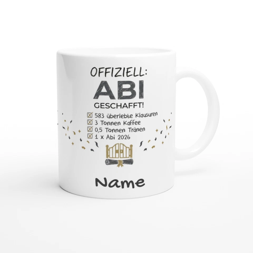 Abi 2026 Tasse mit Name Personalisiert Lustiges Abitur Geschenk Abschlussprüfung - Bild 2 von 4