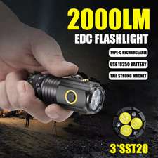 Tactical Flashlight Mini LED Torch Work Light Super Bright USB Rechargeable