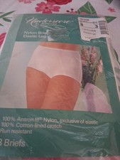 Vintage JCPenny Underscore 3 Pack Womens Nylon Panties White Colors, Size 8