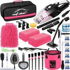 41Pcs Car Cleaning Wash Kit Interior Detailing Cleaner Kit with Pink 41Pcs