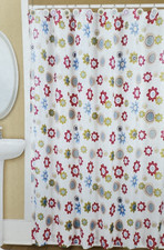 13 pc RT Radiance Fabric Printed Shower Curtain and Resin Hooks Set NIP