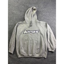 Vintage 90s Puma Sacramento Kings Hoodie Mens XXL Grey NBA Basketball Sweatshirt