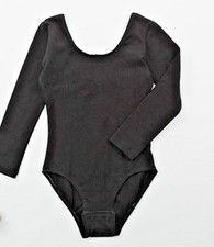 New, Professional Girl Ballet Leotard Long Sleeve Black Leotard, Size 120 4-6