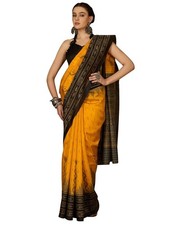 Women's Bhagalpuri Silk Ikat Printed Saree With Unstitched Blouse