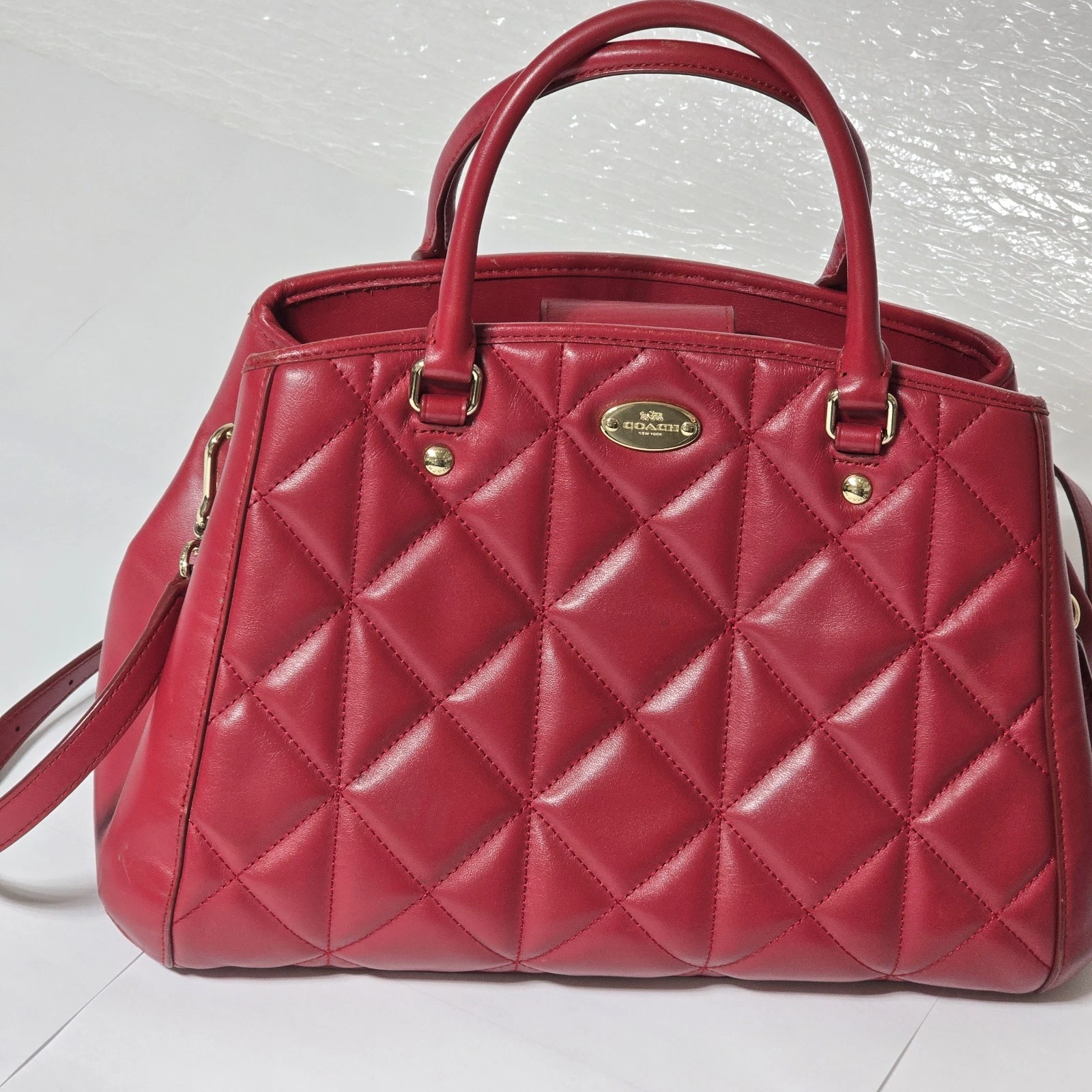 Borsa a mano Coach in pelle trapuntata Madison F36679 classica rossa
