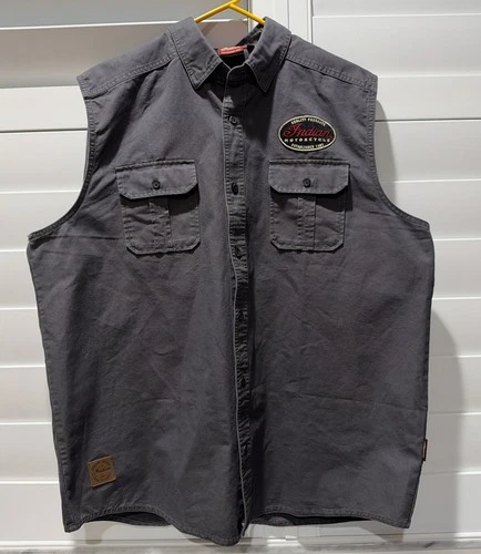 Indian Motorcycle Men's Gray Button Front Vest XL Embroidered Official Licensed - product listing photo