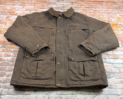 #ad #ad Cabelas Jacket Adult M Brown Duck Canvas Blanket Flannel Lined Chore Barn Mens $64.79