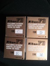 NIKON F3 FOCUSING SCREENS TYPE C, D, E  M - WELL TAKEN CARE OF / ORIGINAL BOXES