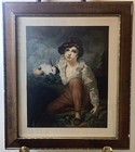 Large Antique Signed Henry Raeburn Boy and Dog Lithograph Print Engraving 1864 — photo 9