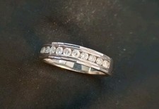 14k White Gold w/10 Round Cut 3/4 Total Carat Diamonds Men's Wedding Band Ring