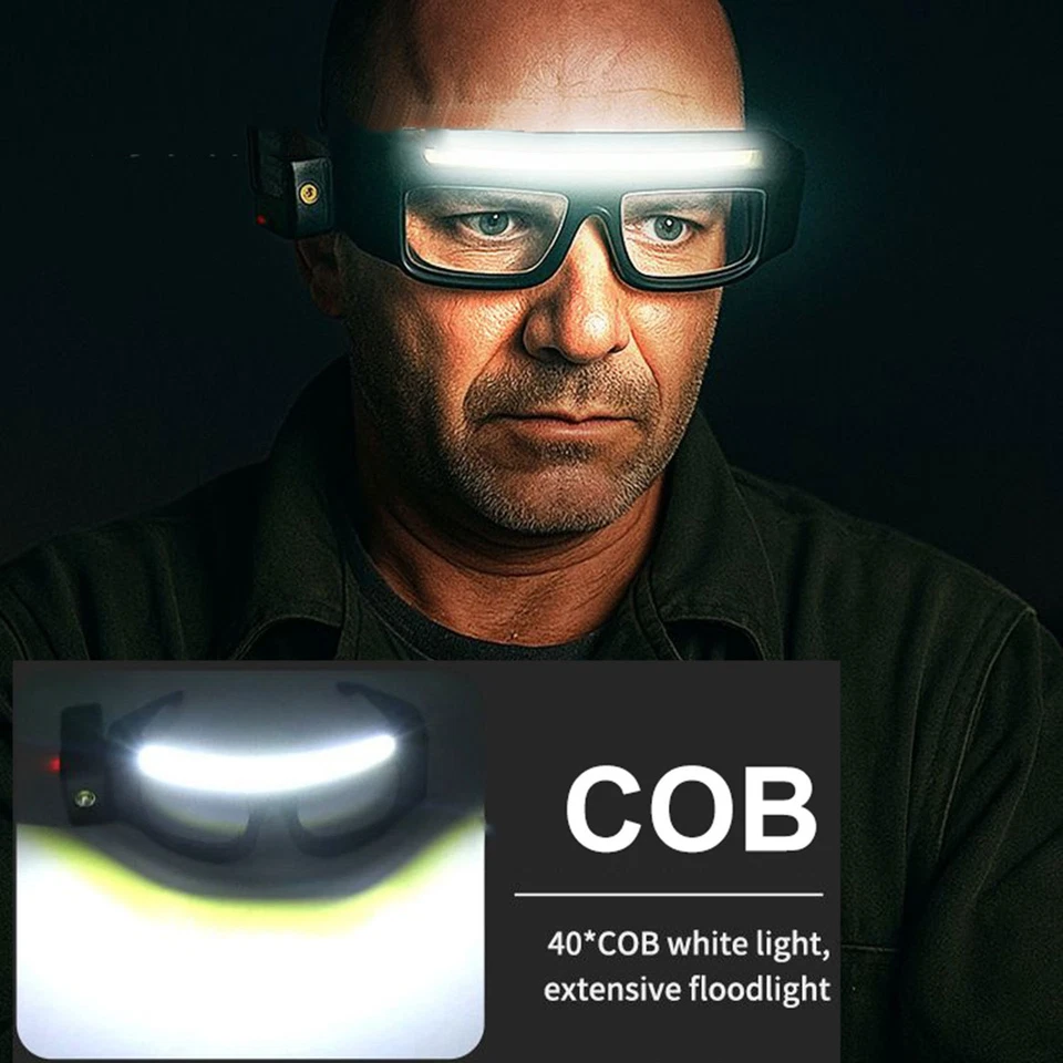 1pc Safety Glasses with Lights, Rechargeable Lighted LED Safety Glasses COB+XTE - Image 4 of 4