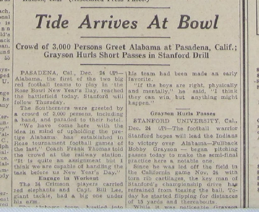 De colección 1934 Alabama Crimson Tide - Periódico Rose Bowl Champions Foto 4 de 4