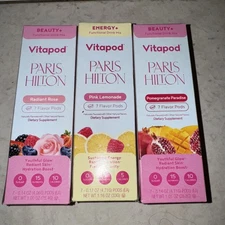 Lot of 3 VITAPOD Paris Hilton Refill Pods Variety 3 Flavors 7 Pods/box, 21 Total