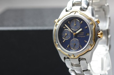 Vtg 1994 N MINT Seiko Lucent 7T27-6000 Quartz Chronograph Mens Watch From JAPAN