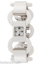 NEW MARC JACOBS WHITE ACRYLIC+SILVER TONE LINK BRACELET+MOP DIAL WATCH MBM4505