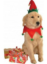 Christmas Elf Set for Dogs or Cats Hat with Collar by Rubies Sm/Med