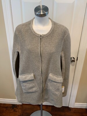 Saturday Sunday Anthropologie Gray Fuzzy Fleece Zip-Up Whimbrel Cape Size M