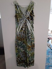 Peacock Maxi Dress Peacock Crochet Back Slinky Stretch Sz M Beach Resort Sale