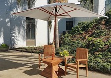 Wooden Teak 10 Feet Rectangle Market Umbrella Natural Brass color coupling New