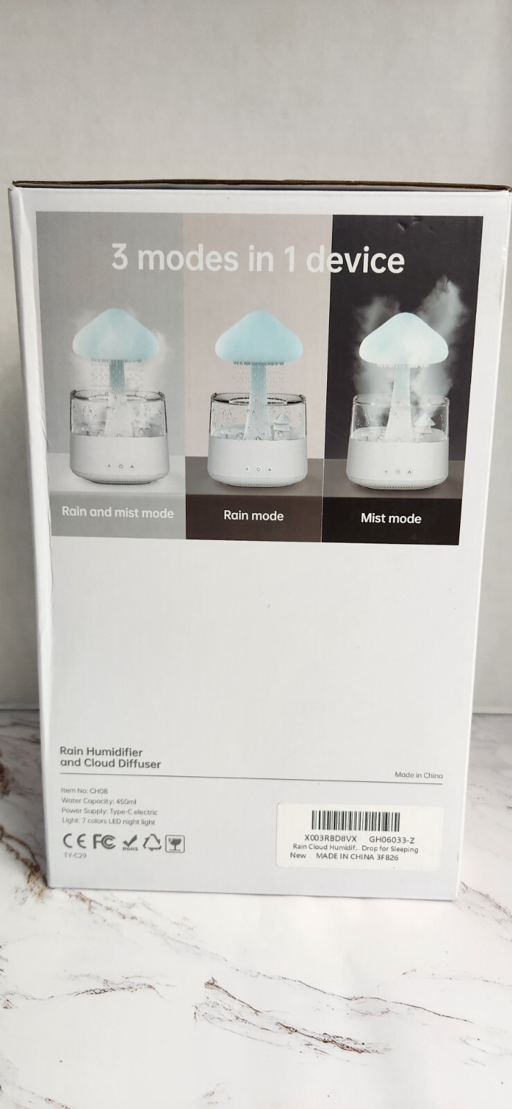 Cloud Rain Humidifier, Night Light Aromatherapy Essential Oil Diffuser, 7 Colors