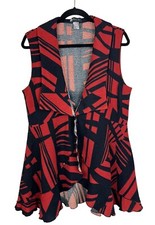 Damee Inc Sleeveless Asymmetrical Vest Size Xl Button Jacket Art To Wear Black