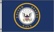 Us Navy Emblem Flag - 3x5 Ft - 100D Polyester Amarican Navy Banner with grommets