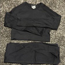 Black Long Sleeve Top and Leggings Yoga Set