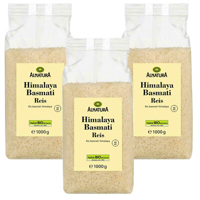 3x 1kg Alnatura Bio Himalaya Basmati Reis Langkornreis besonderen Duft 1000g