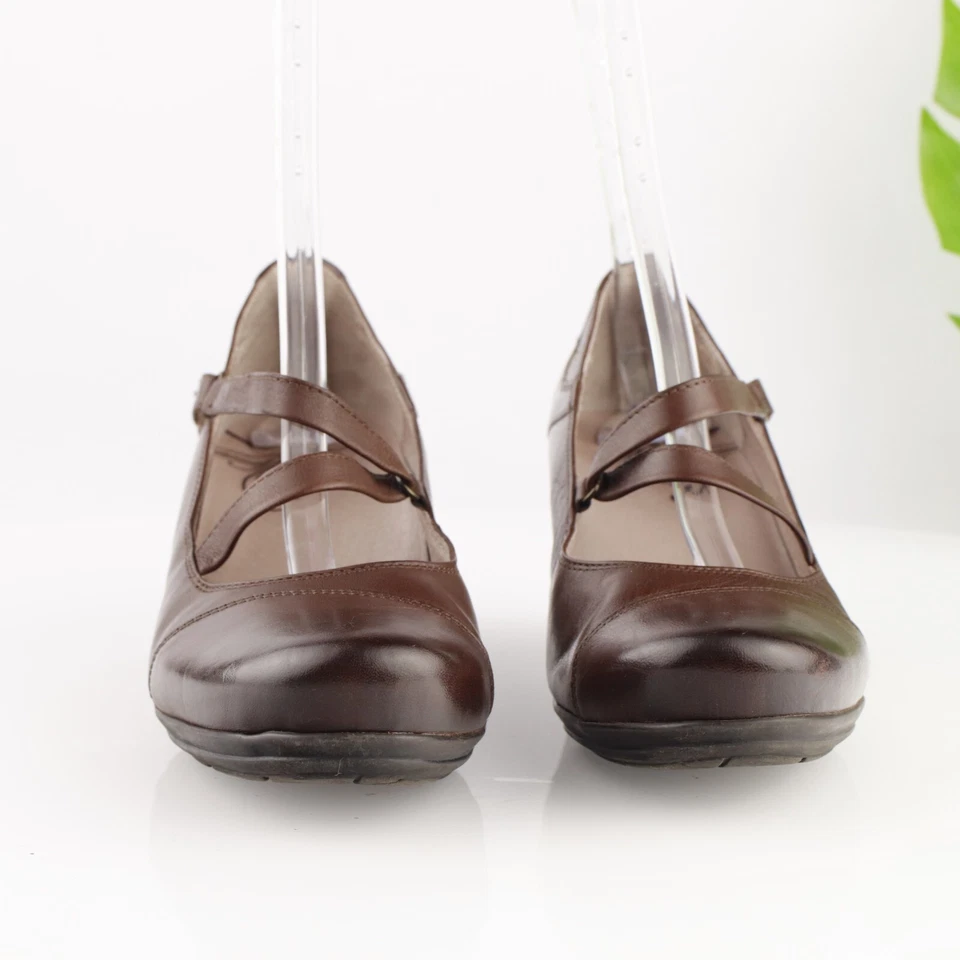 Zapato de vestir Abeo para mujer Rita Mary Jane Pump talla 10 N cuero marrón tacón ancho Foto 2 de 4