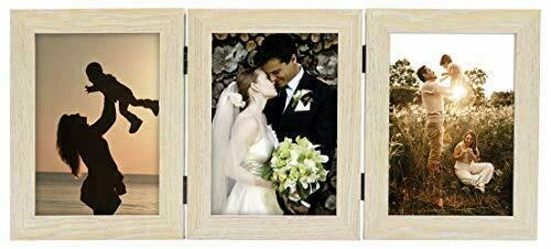 2-Pack 5x7 Three Picture Frame Trifold Hinged Photo Frame with 3 Opening Collage - Image 2 of 4