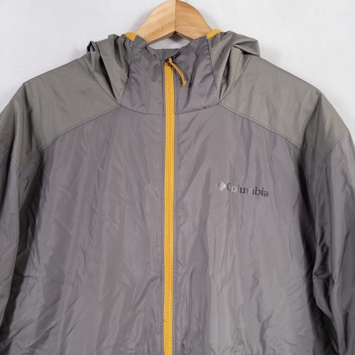 Chaqueta cortavientos Columbia para hombre grande gris ligera con capucha bolsillos con cremallera - Imagen 2 de 8