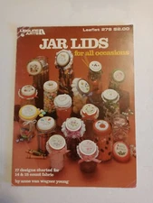 Leisure Arts Counted Cross Stitch Leaflet #278 Jar Lids All Occasions 17 Designs
